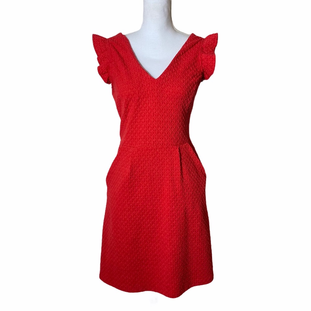 Tabitha Anthropologie Red Textured Dress